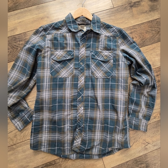 L. L. Bean Men's Medium Blue Polyester Plaid Shirt - Picture 1 of 13